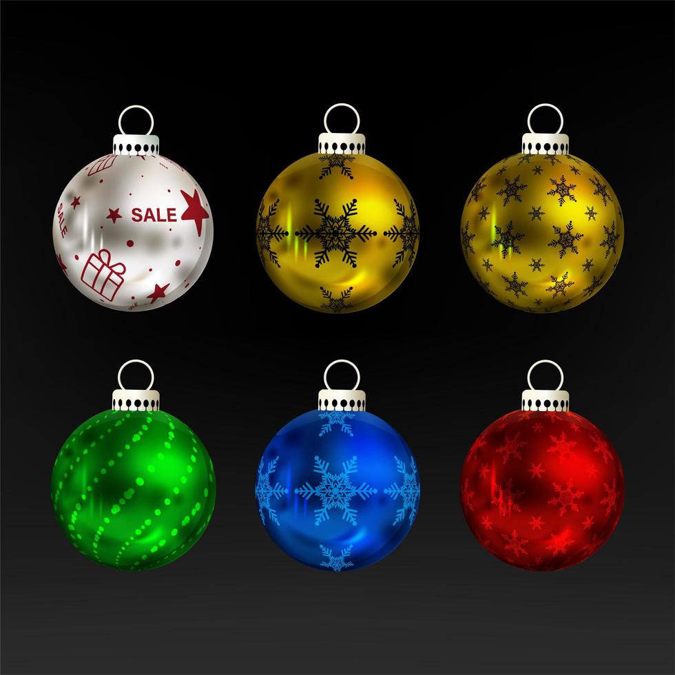 colorido conjunto de adornos de bolas de navidad vector