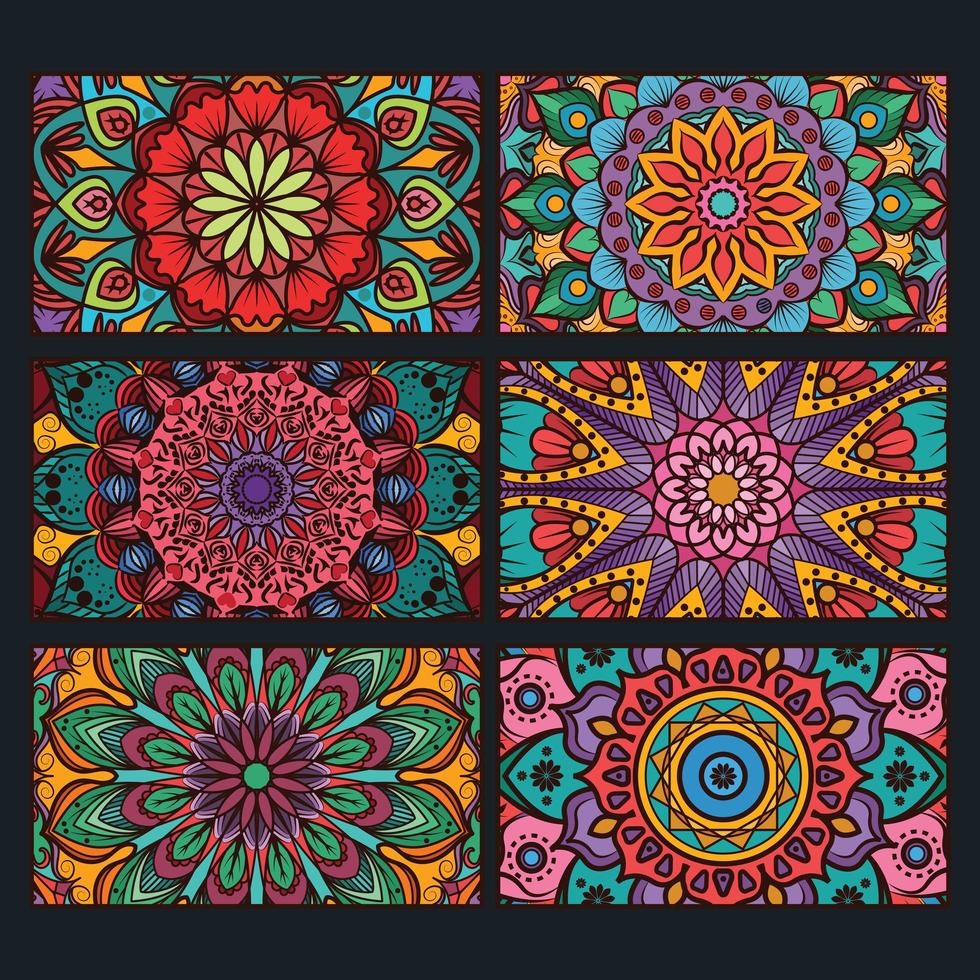 Colorful decorative mandala banners collection vector