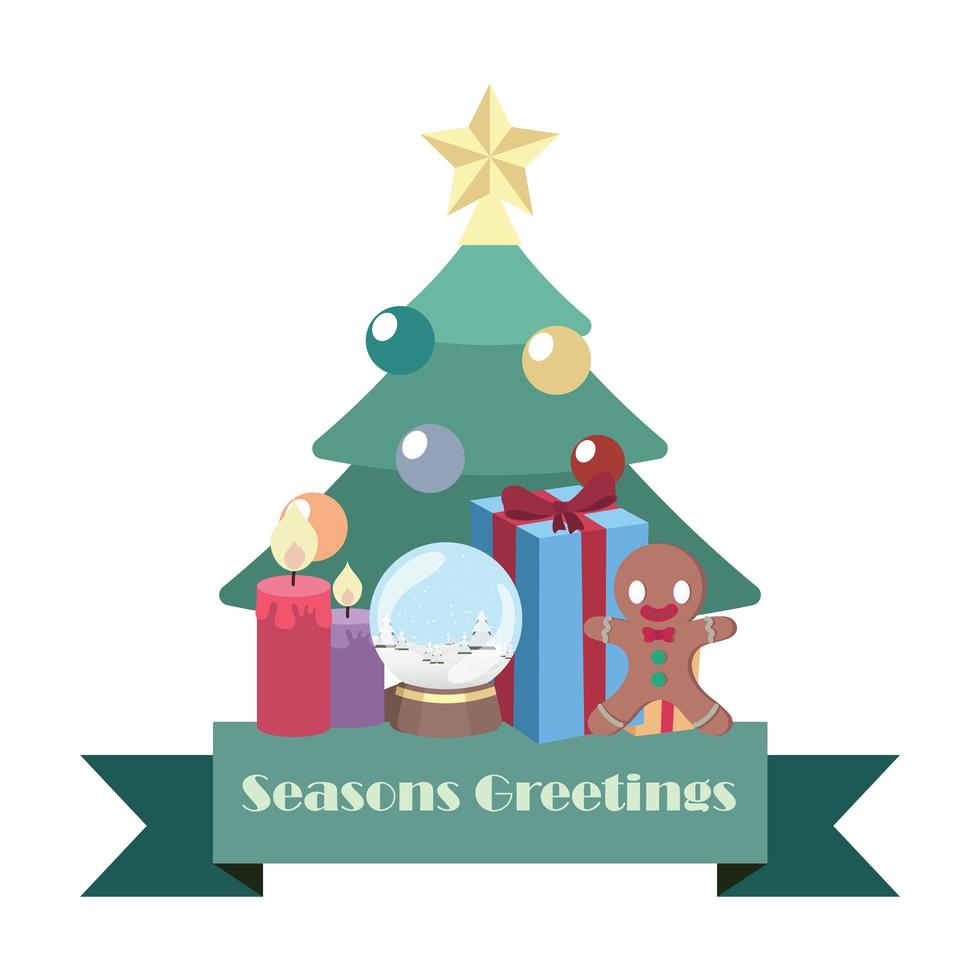 Seasons greeting banner with Christmas elements vector