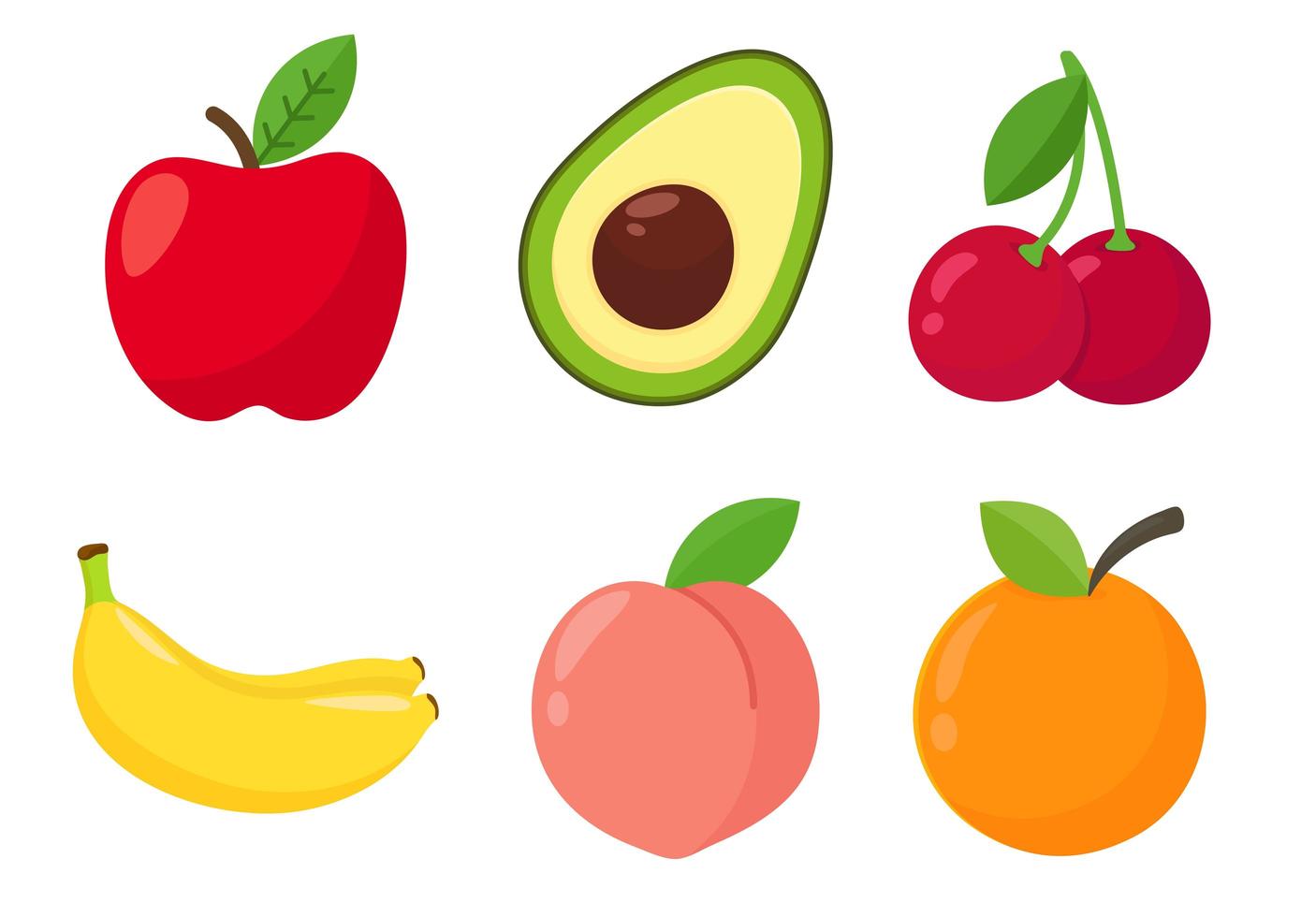 conjunto de frutas saludables de dibujos animados vector