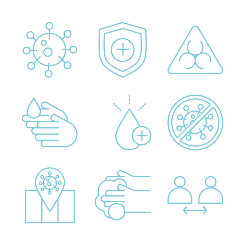 Coronavirus prevention icon set vector