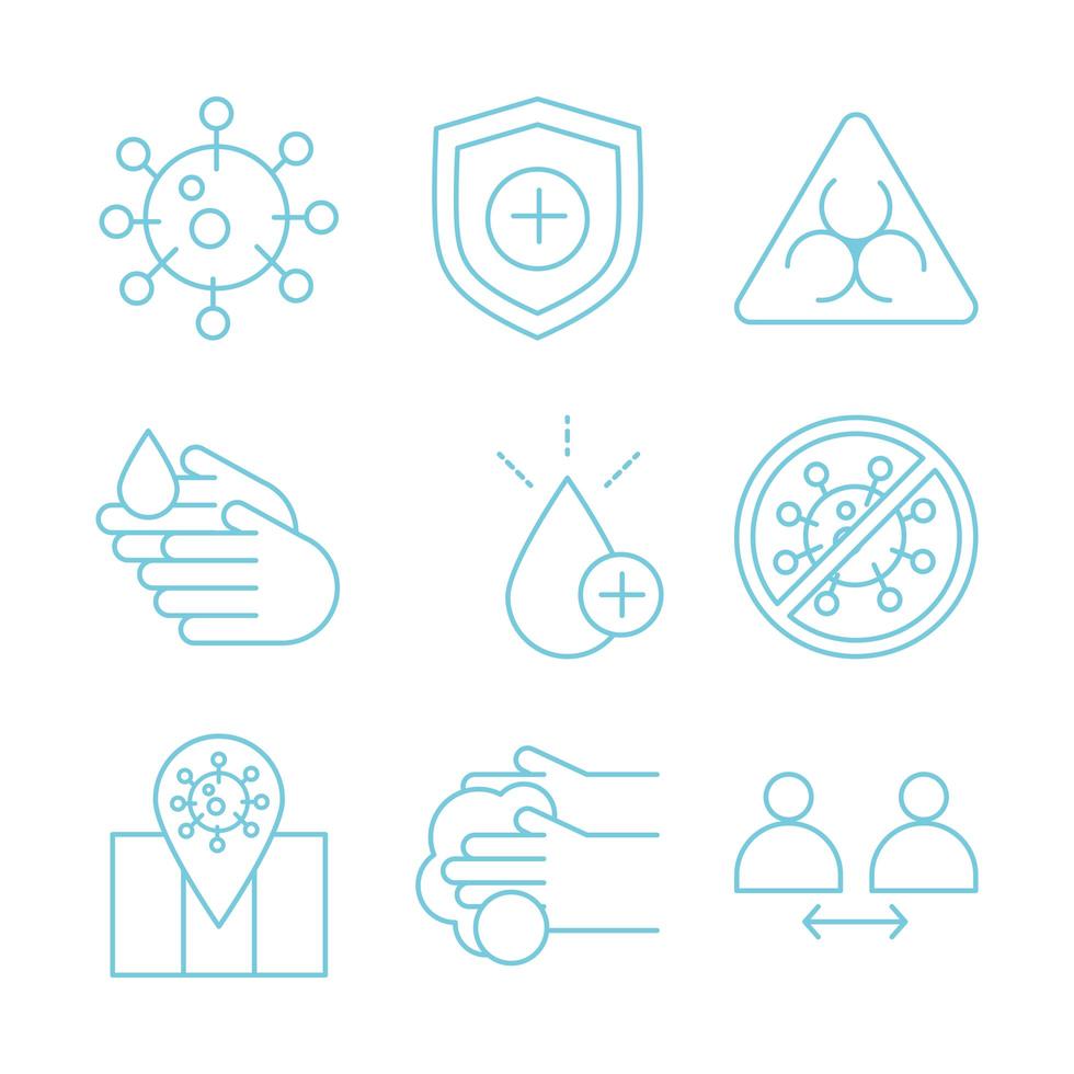 Coronavirus prevention icon set vector