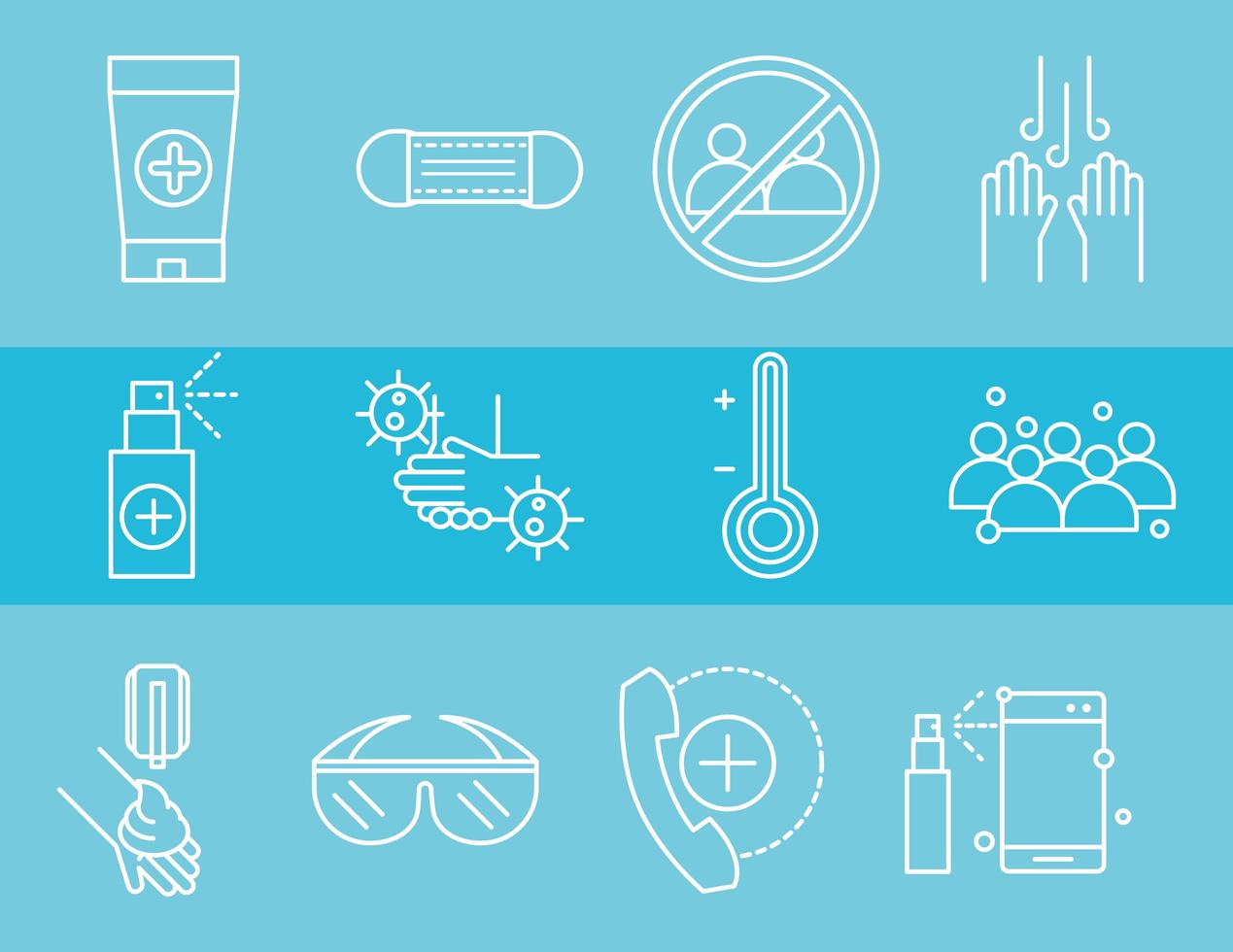 Coronavirus prevention icon set vector