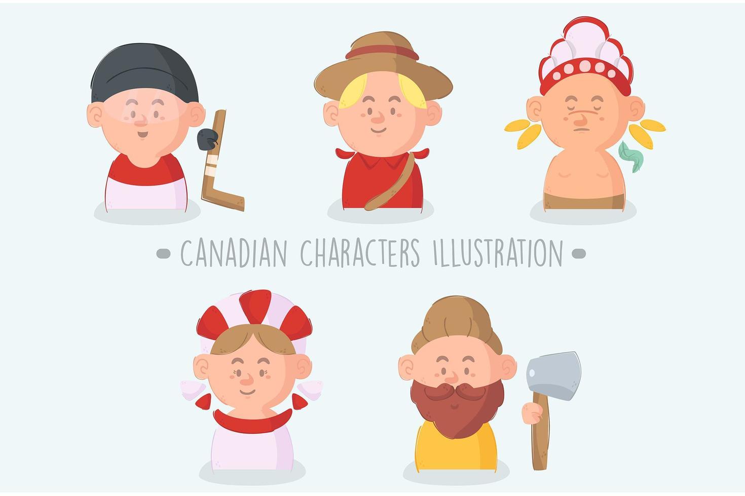 Cartoon Canadian Characters Pack vector