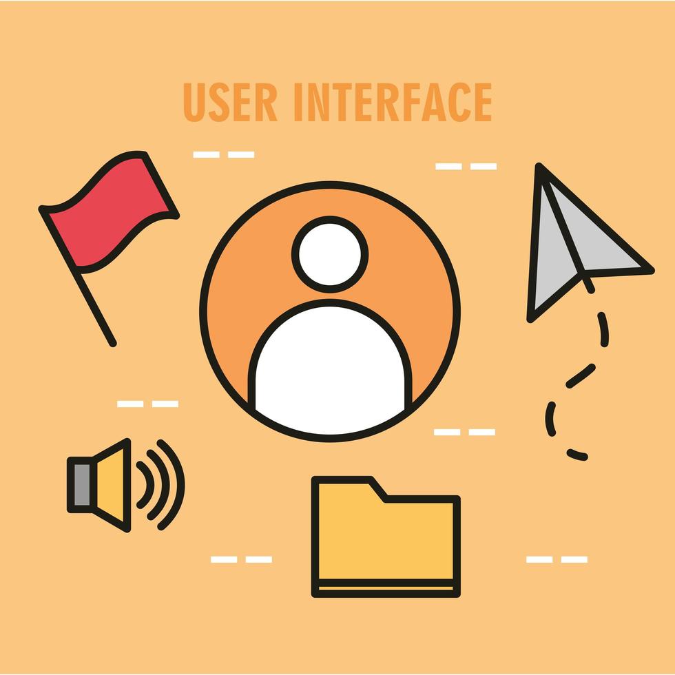 composición de la interfaz de usuario con iconos de línea vector