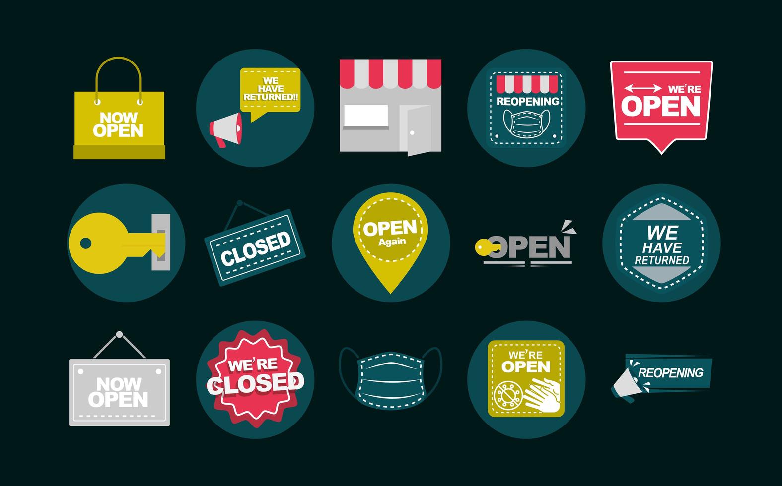 Signs and boards for business opening collection vector