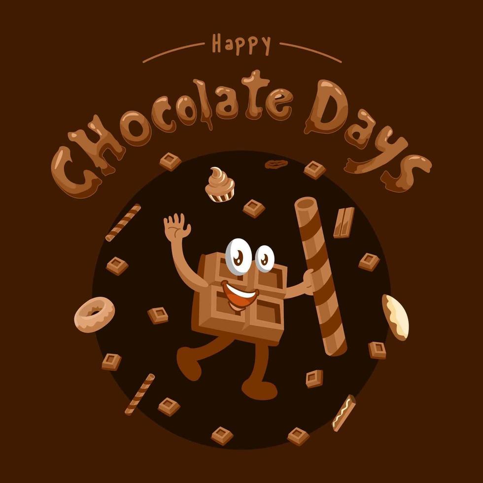 dia del chocolate con choco man vector