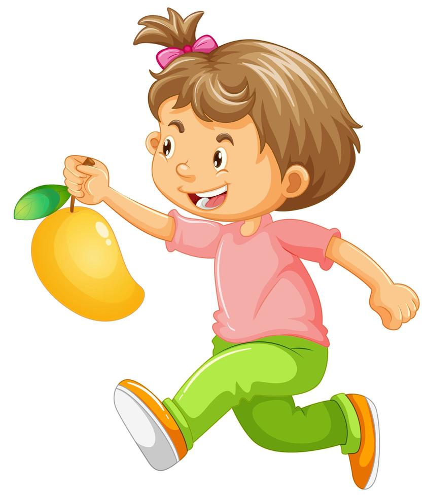 niña corriendo con mango vector