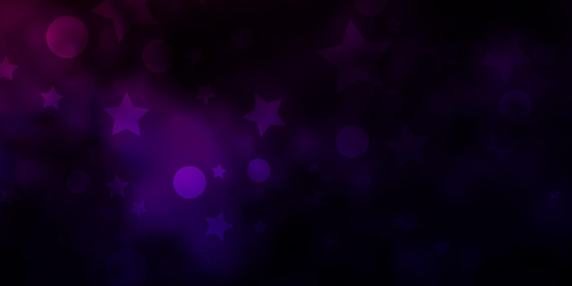 diseño morado oscuro con círculos y estrellas. vector