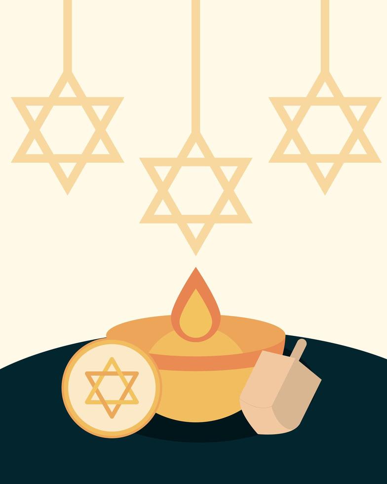 Happy Hanukkah flat composition vector