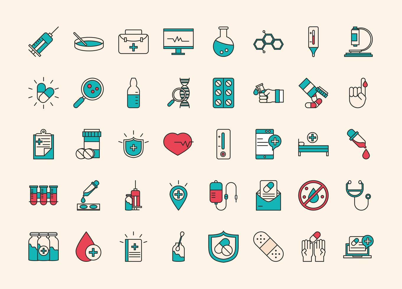 Vaccine research and science icon collection vector