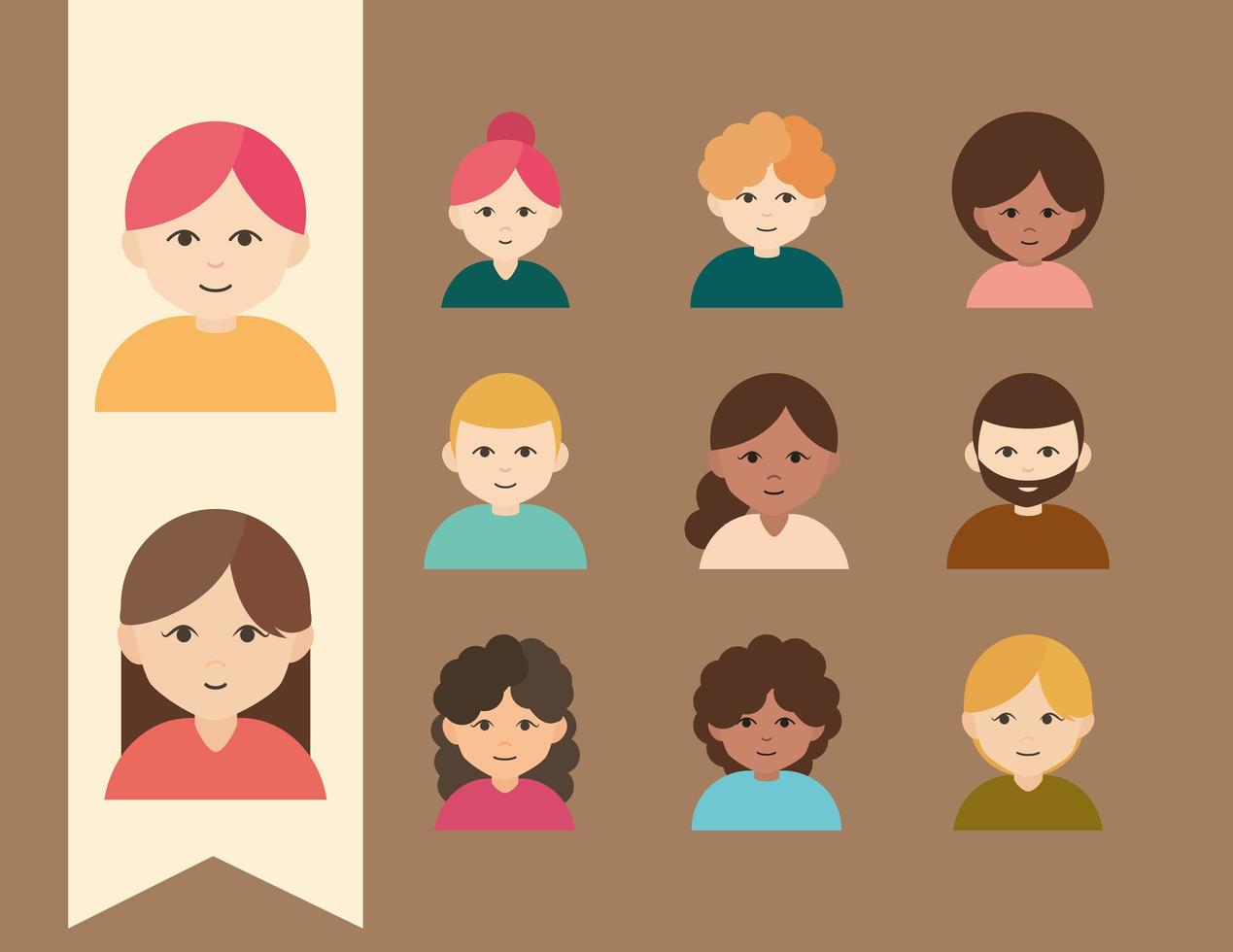 conjunto de iconos de avatar de personas diversas vector