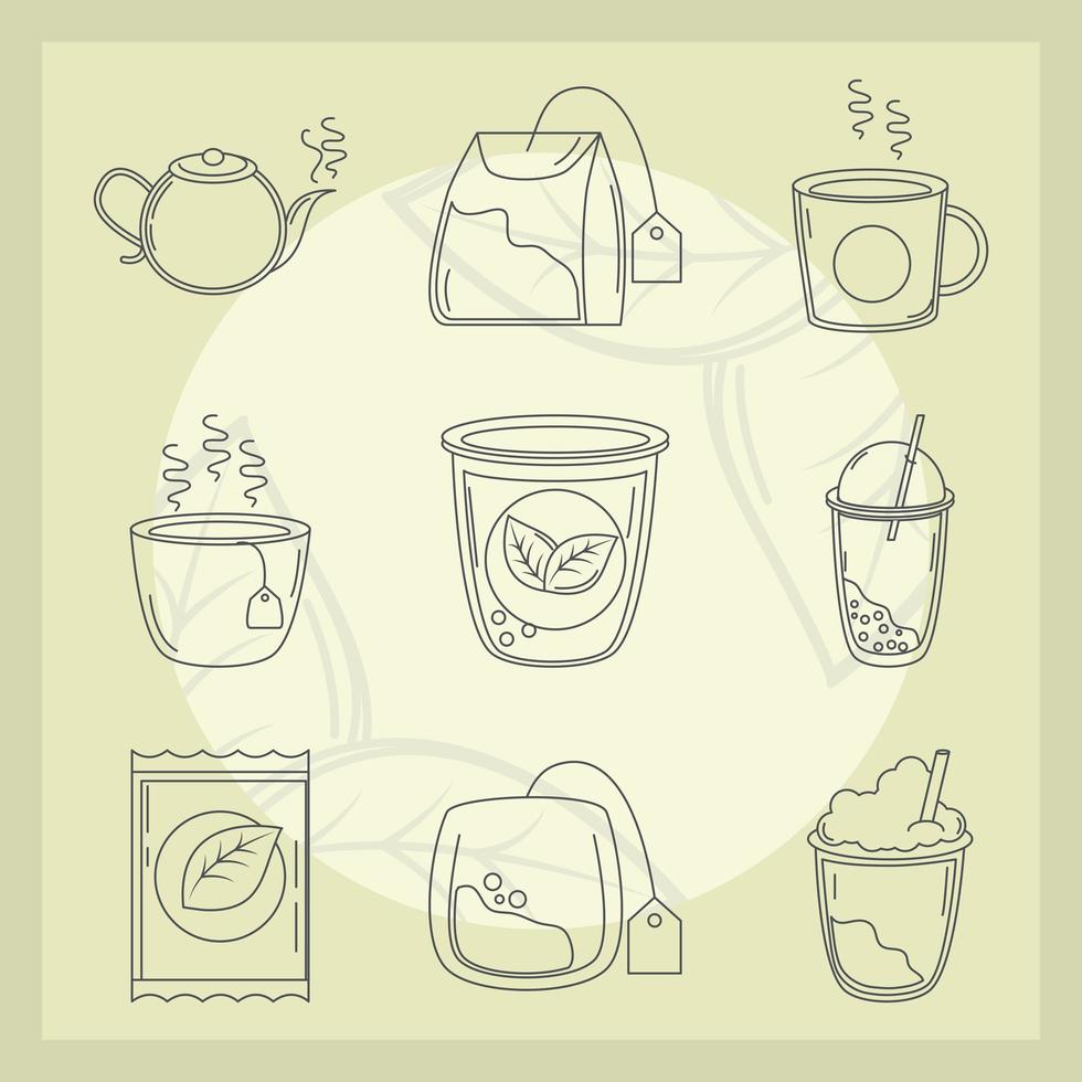 Tea time icon set vector