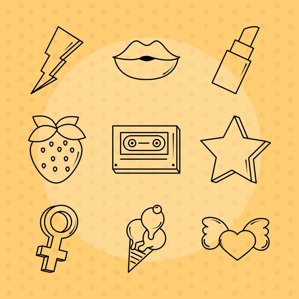 Pop art and comic icon set vector