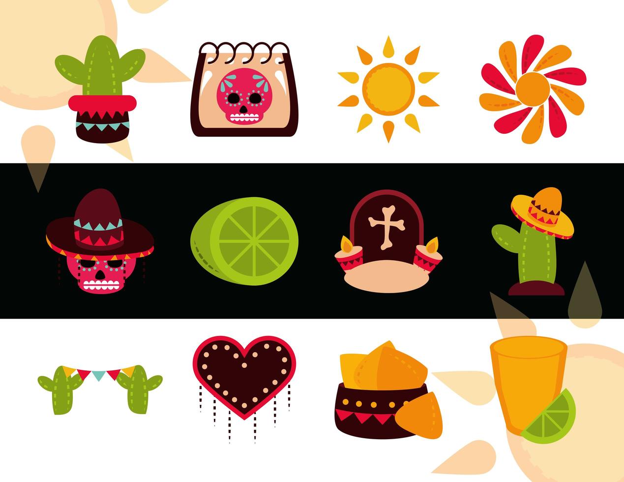 Day of the Dead celebration flat icon set vector