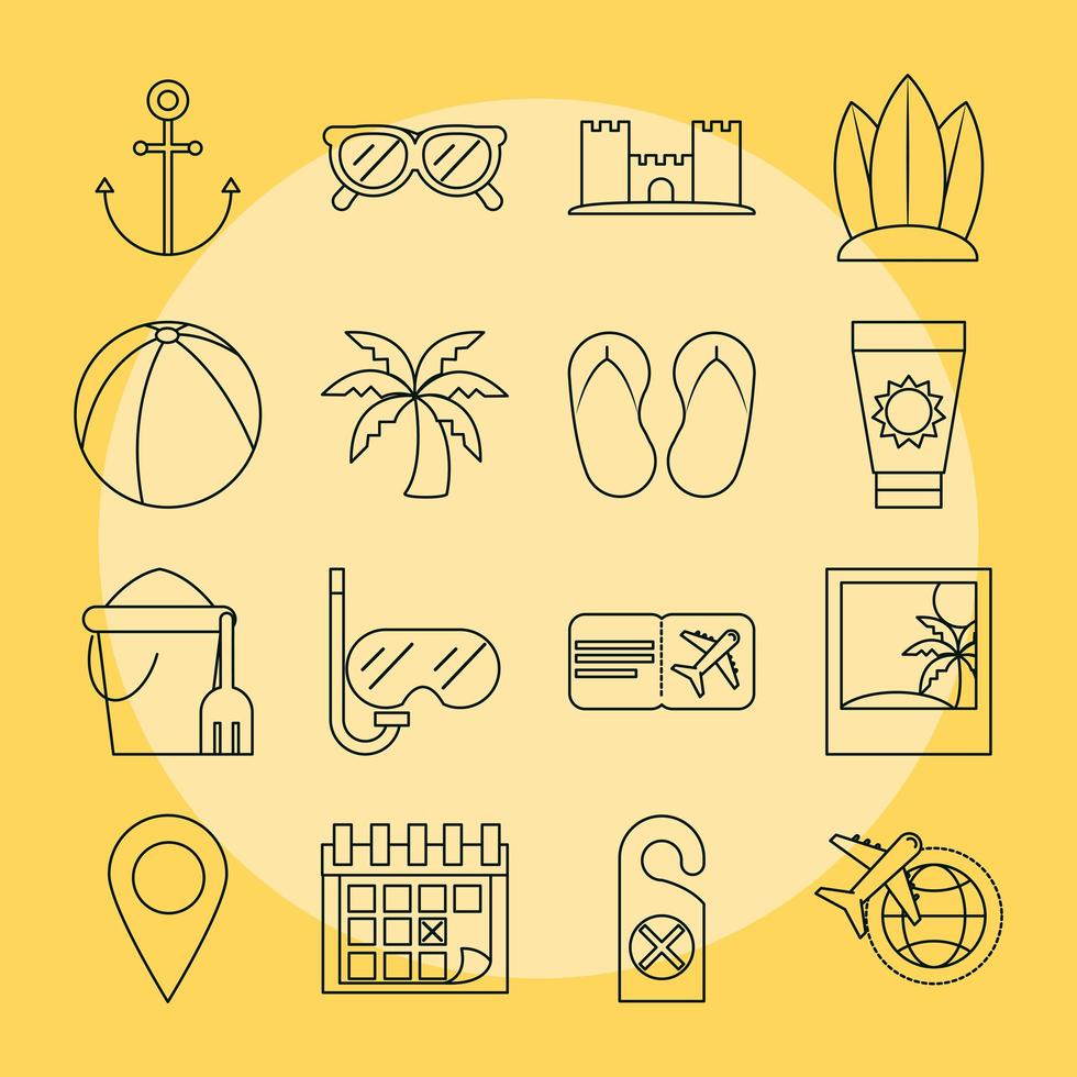 Travelling and tourism icon set vector