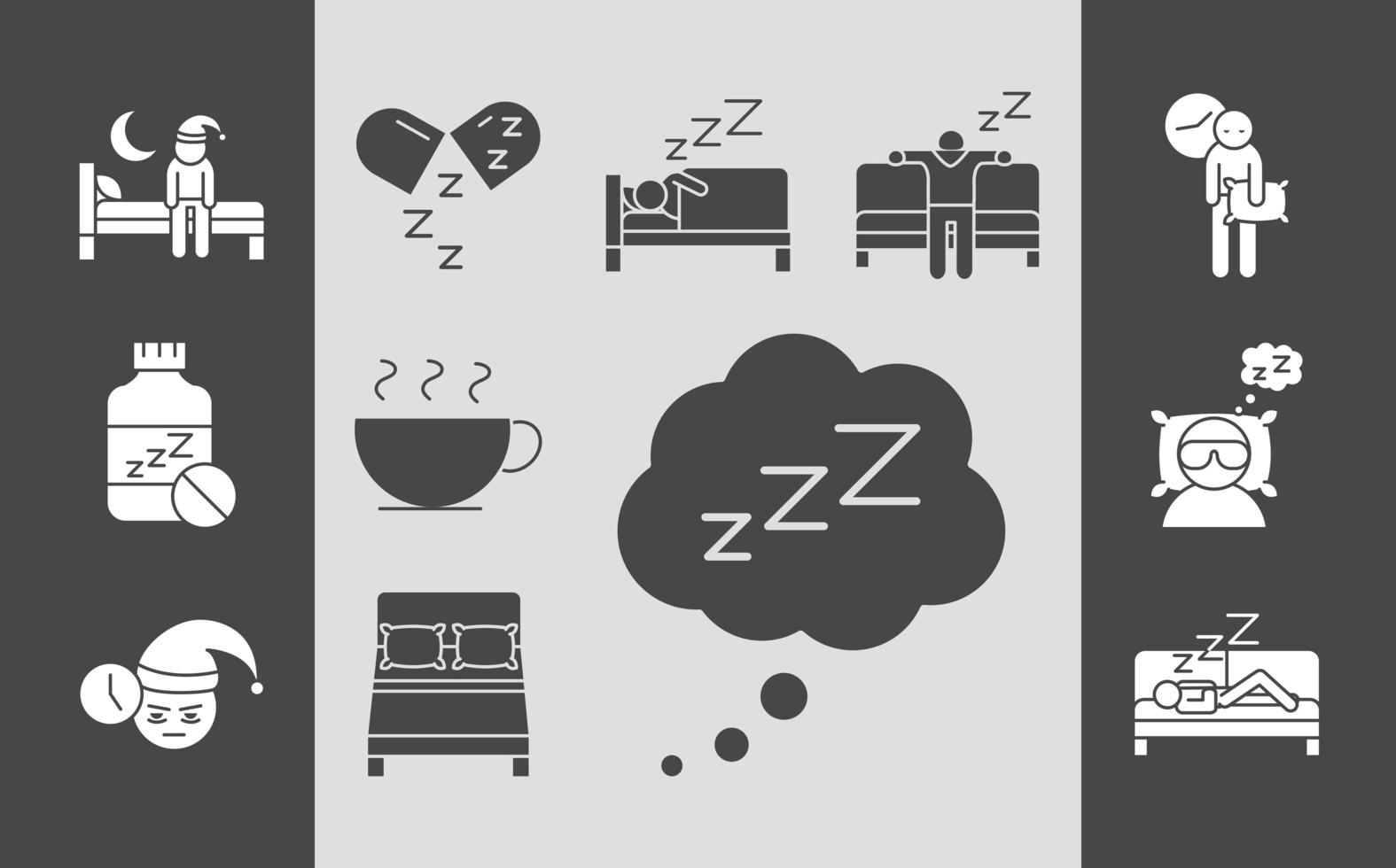 Sleep quality silhouette icon set vector