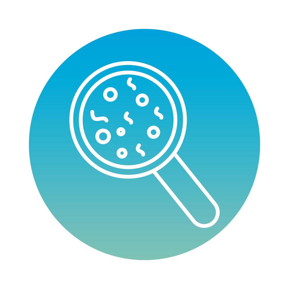 Bacteria culture with magnifying glass block style icon vector