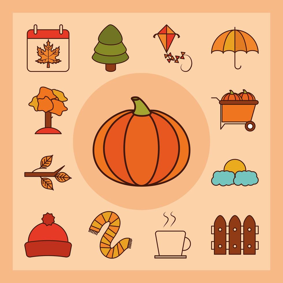Autumn season icon set 1432032 Vector Art at Vecteezy