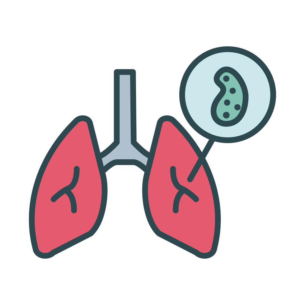 Lungs with covid19 virus particle fill style vector