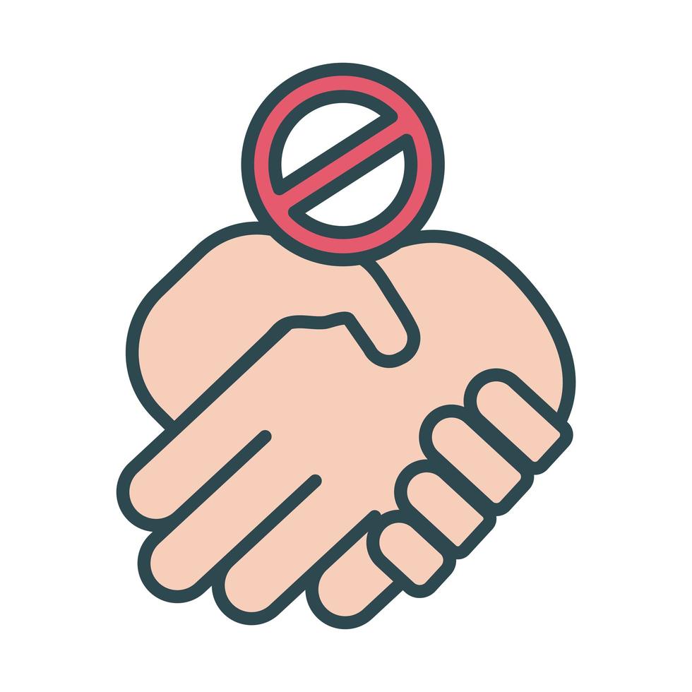 Handshake denied signal fill style icon vector