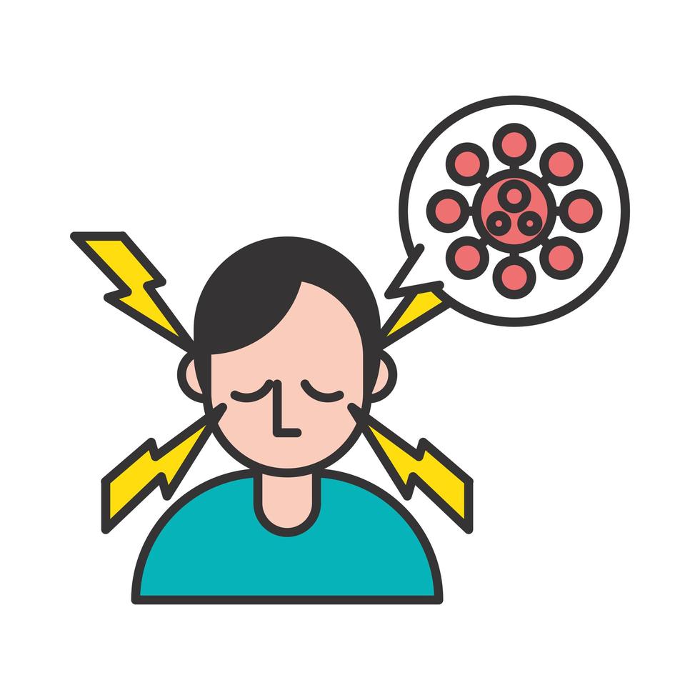 Person with headache covid19 symptom vector