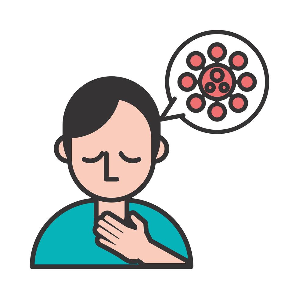 Person with sore throat covid19 symptom vector