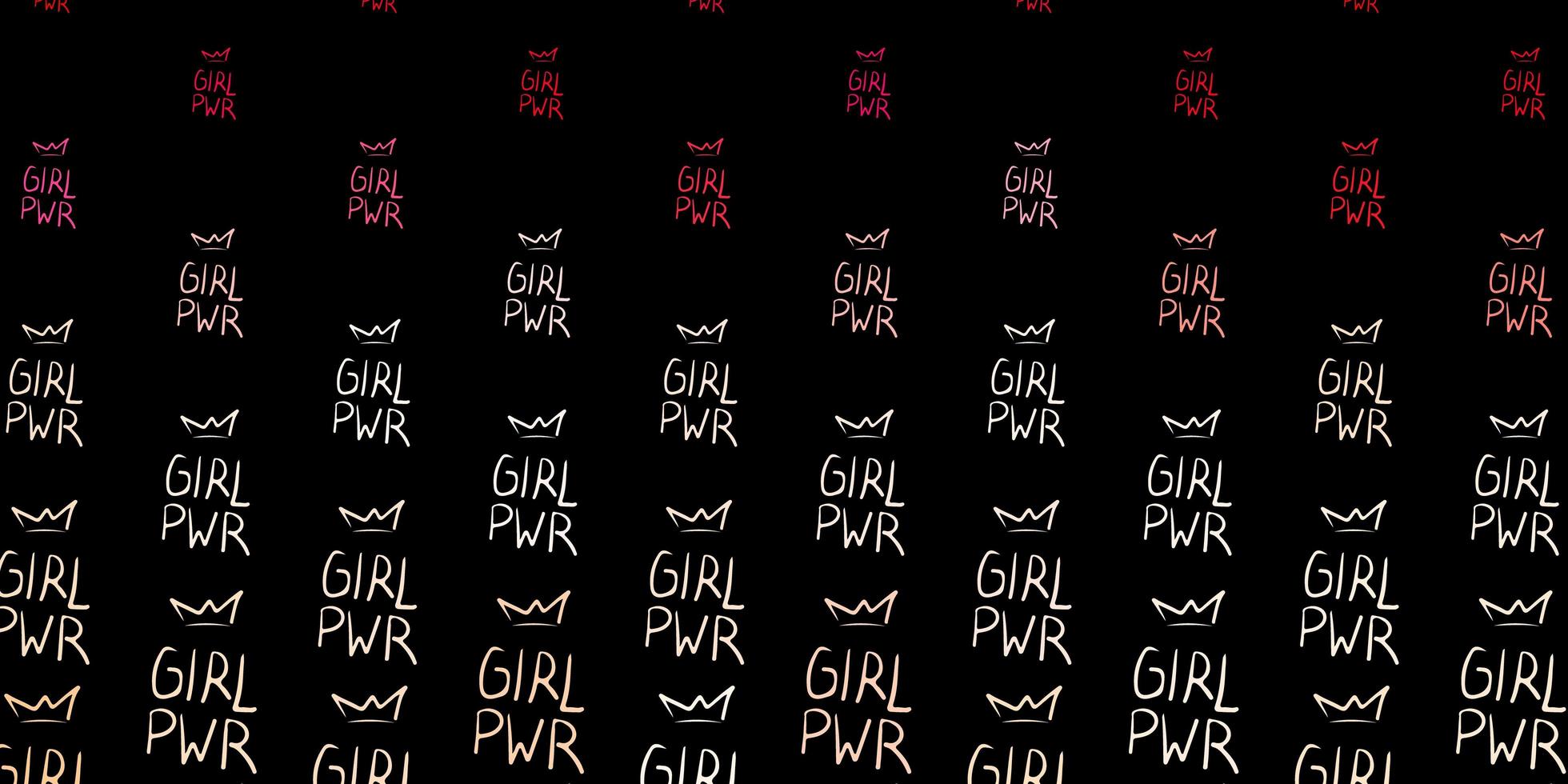 Multicolor Girl Power pattern on dark background vector