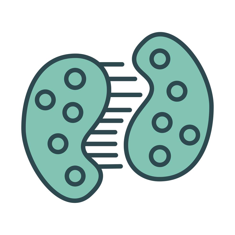 Infected cell dividing with covid19 fill style icon vector