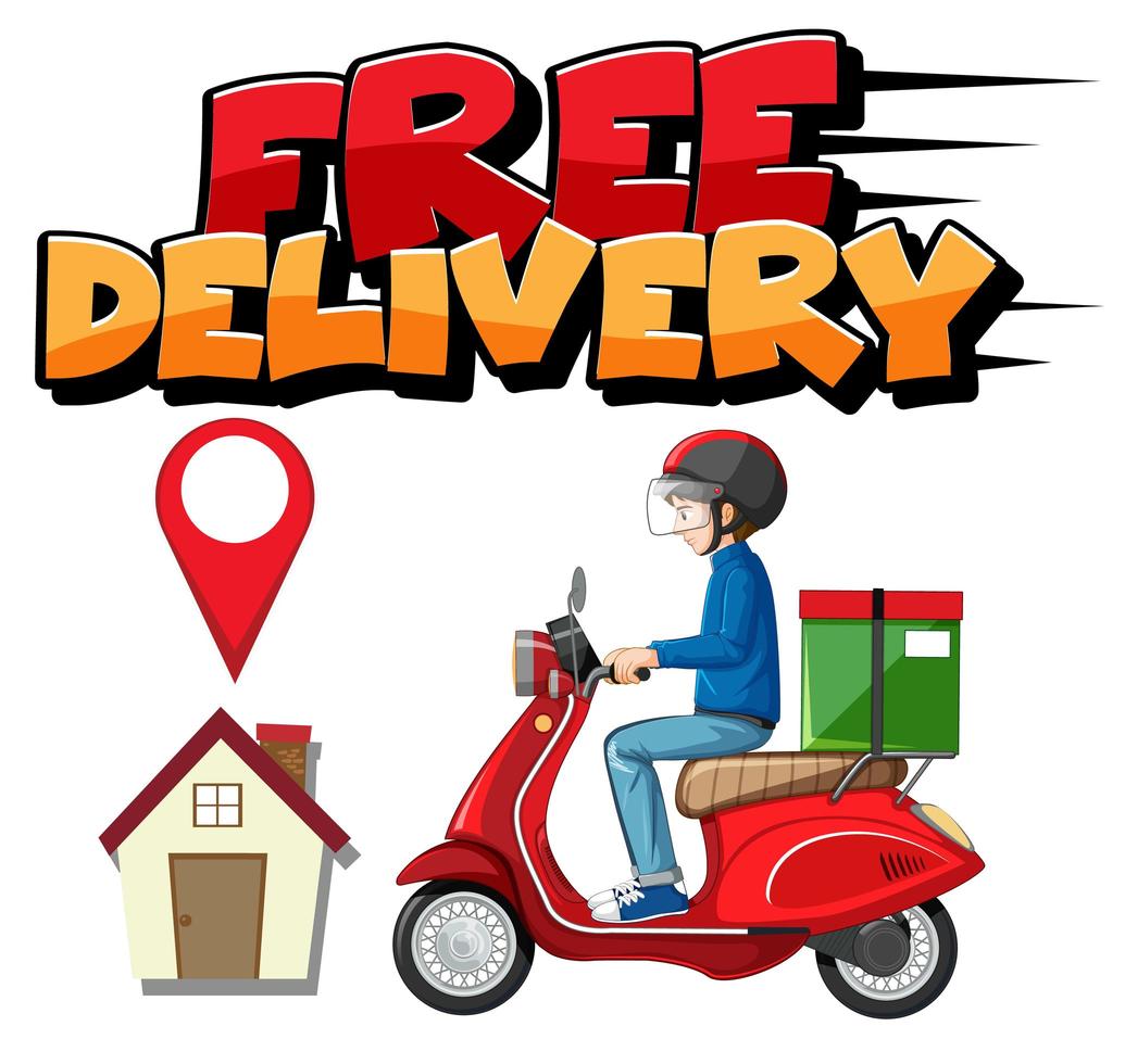 Free delivery logo with courier vector