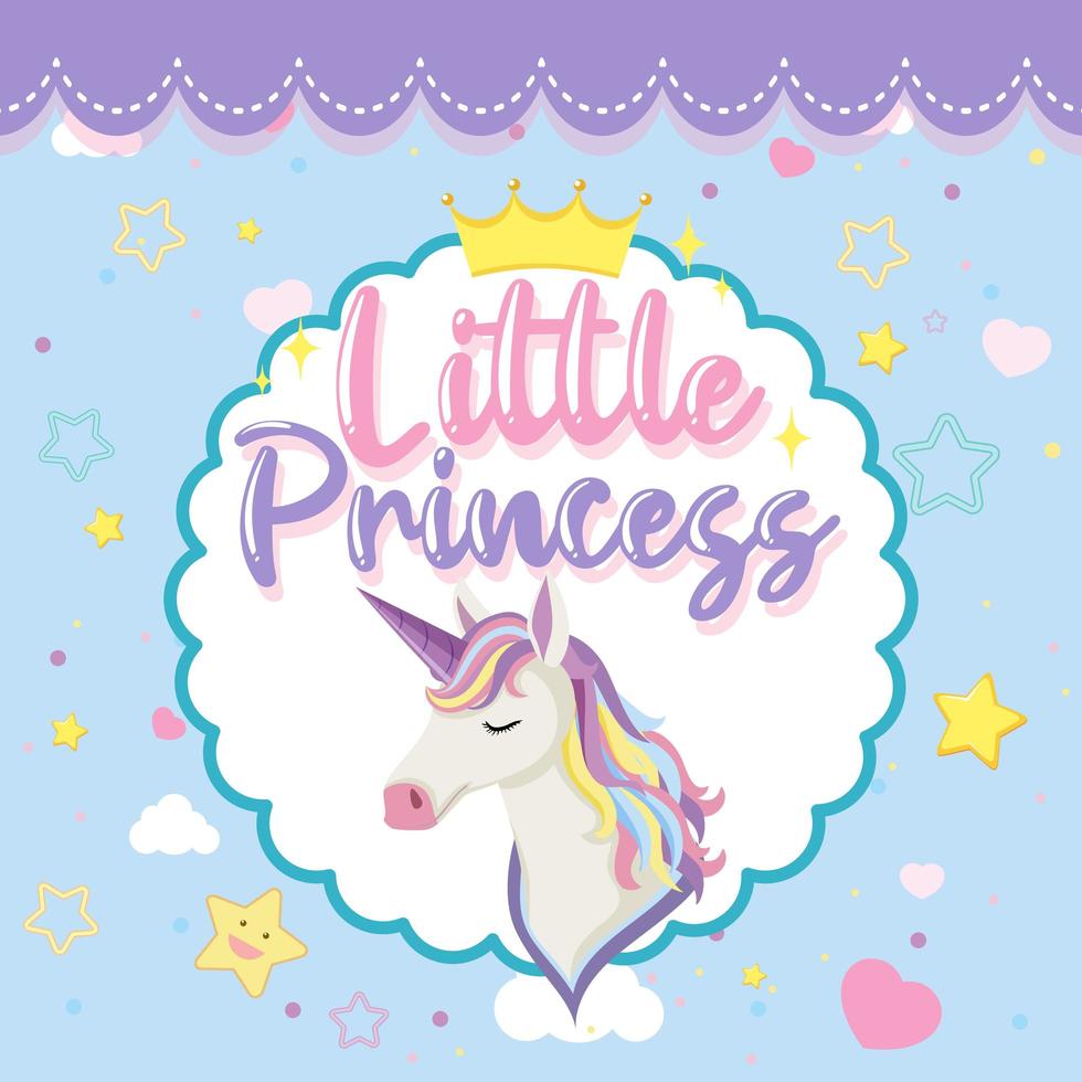 logo de princesita con linda cabeza de unicornio vector