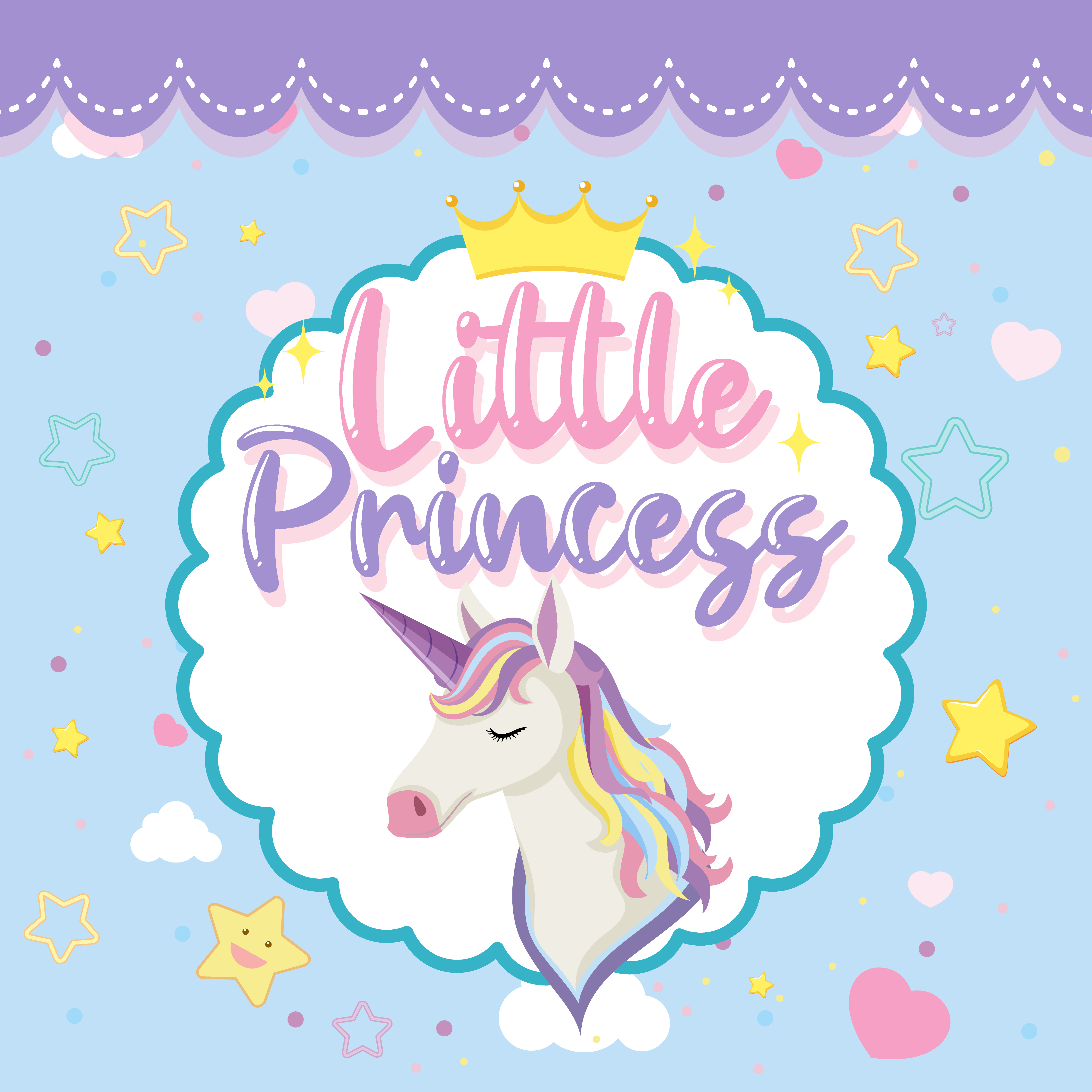 Little princess logo with cute unicorn head 1432143 Vector Art at ...