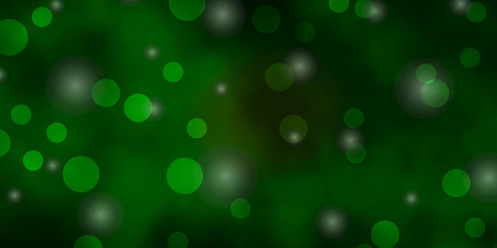 plantilla verde oscuro con círculos y estrellas. vector