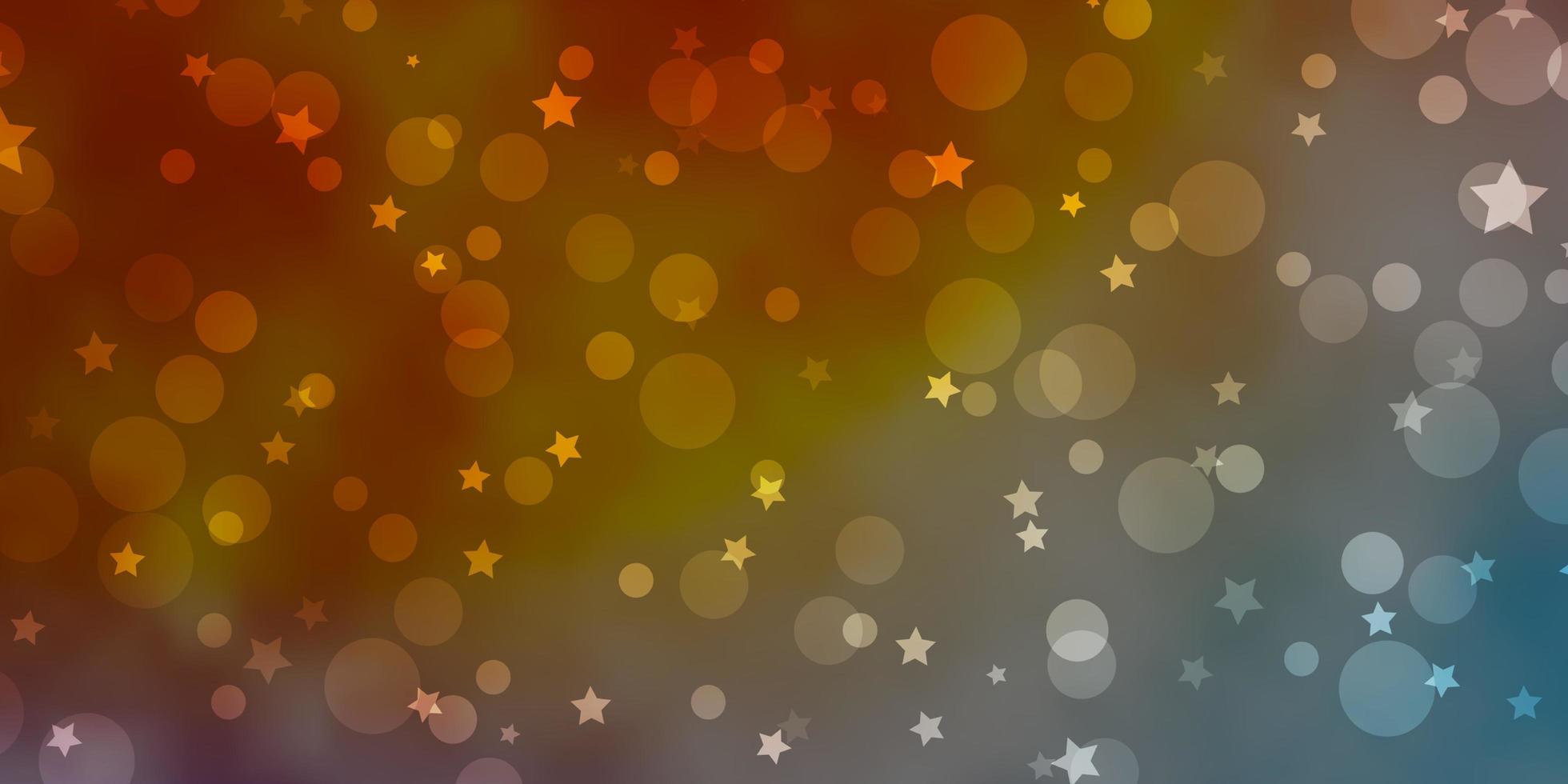 Blue, yellow, and red template with circles, stars. vector