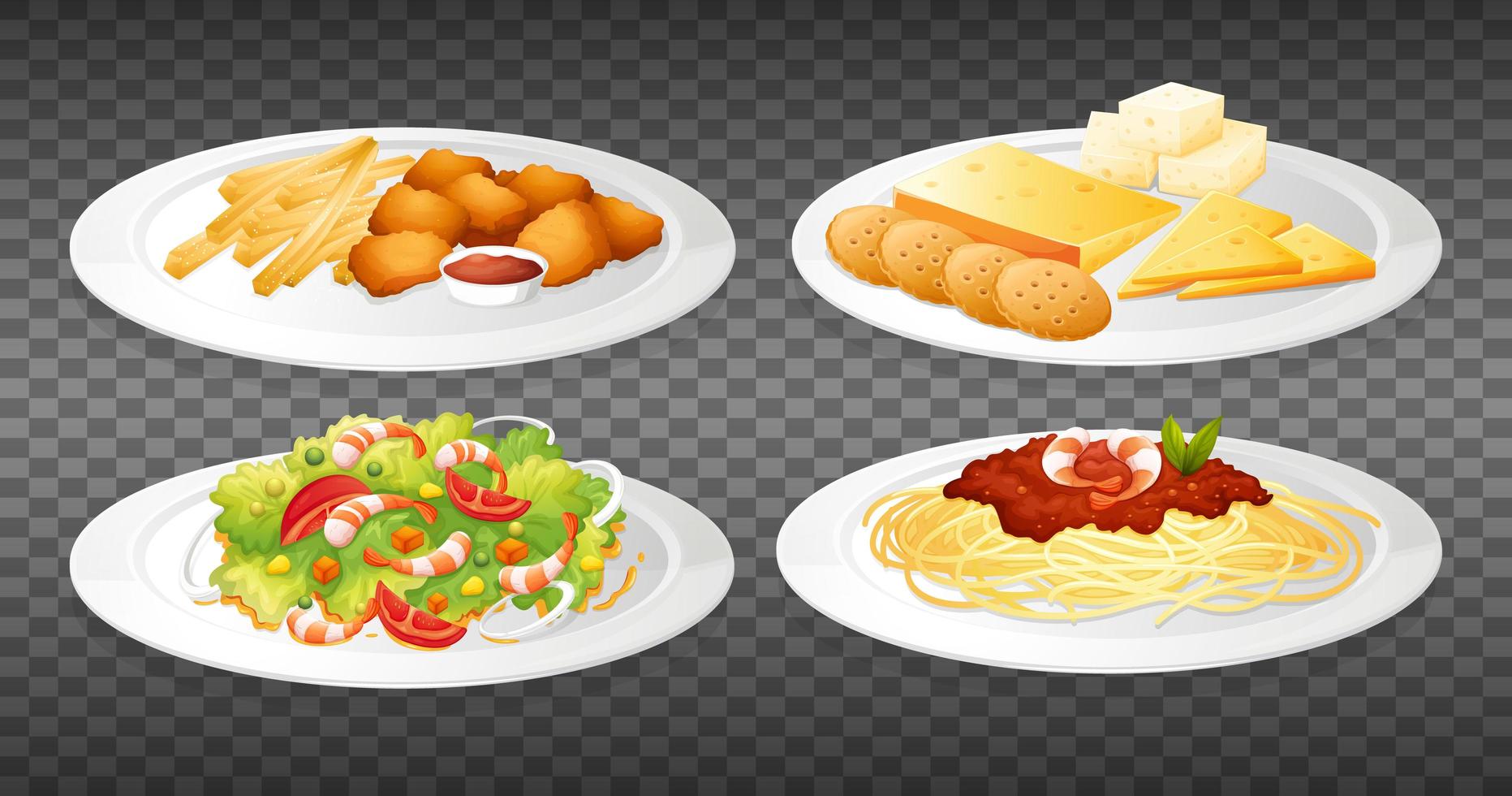 Set of food plates vector