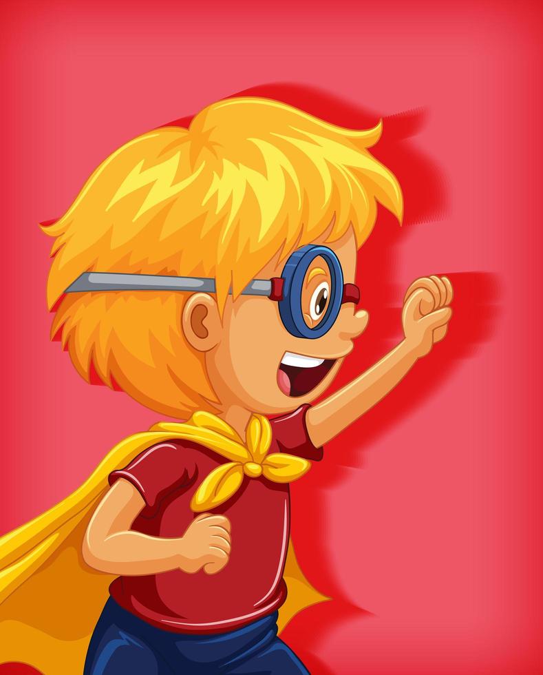 Boy wearing superhero costume vector