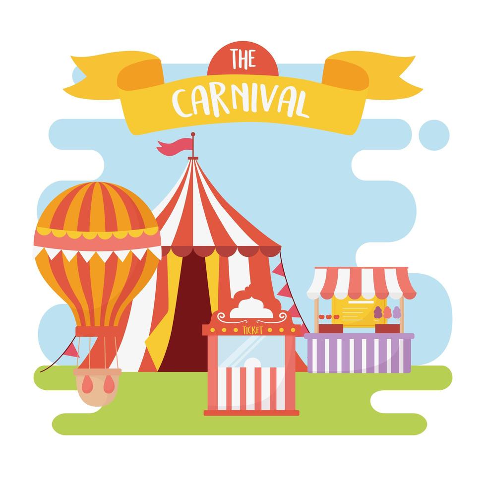 Fun fair, carnival, and entertainment recreation composition vector