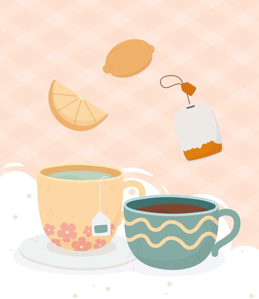 Coffee and tea time beverage composition vector