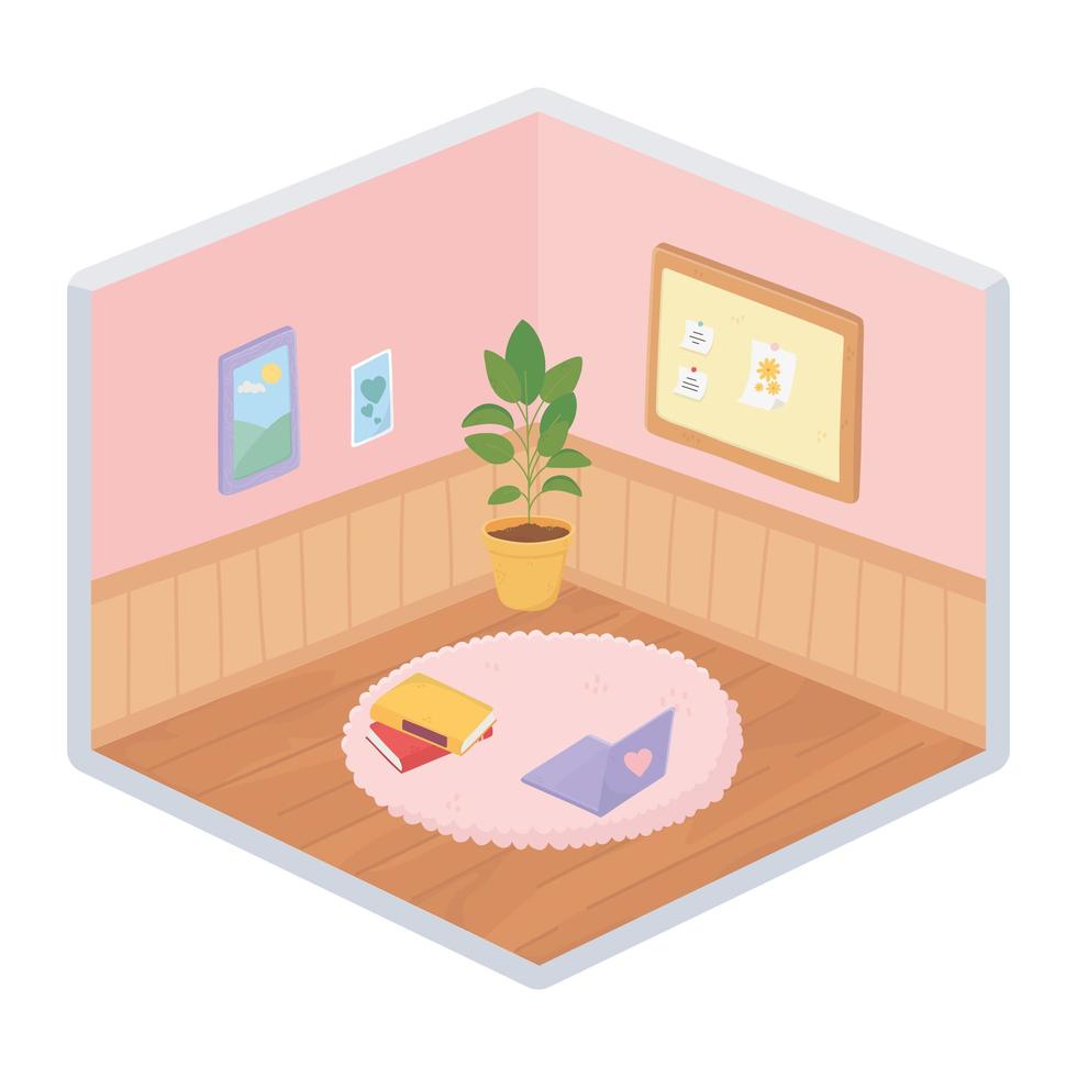 Sweet home interior, isometric corner composition vector