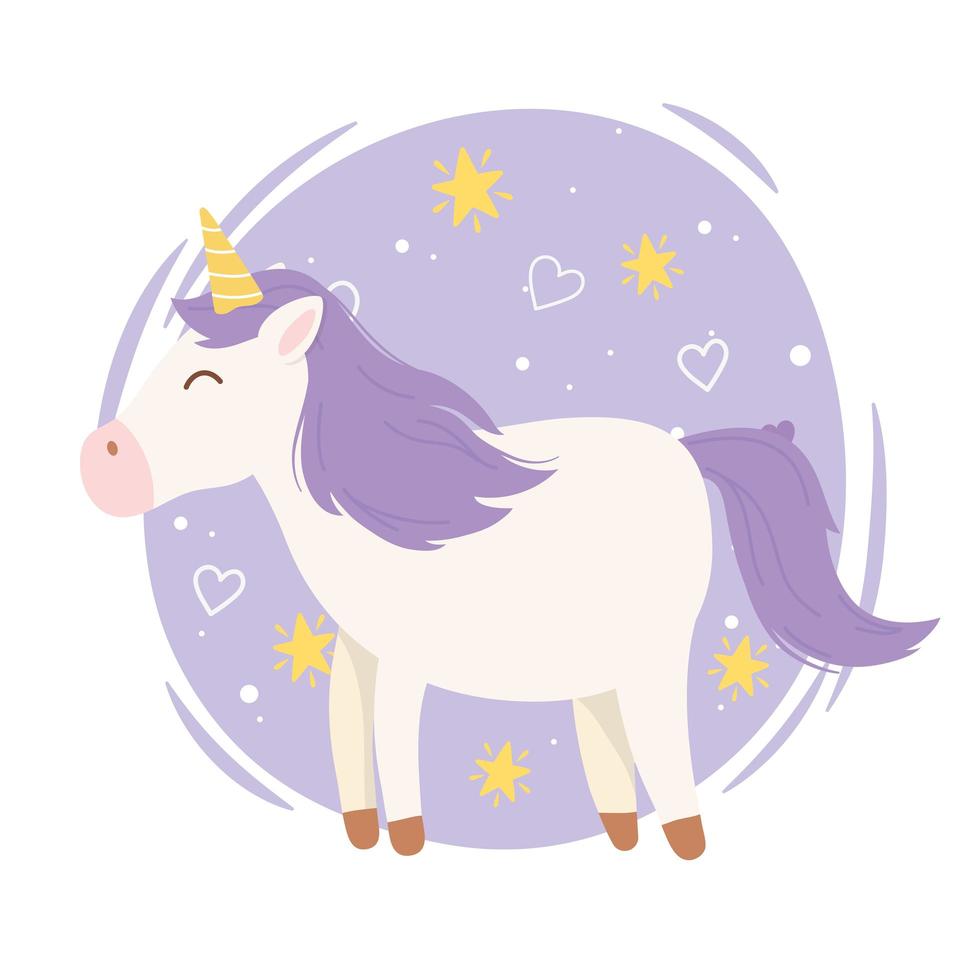 personaje de dibujos animados de unicornio mágico vector