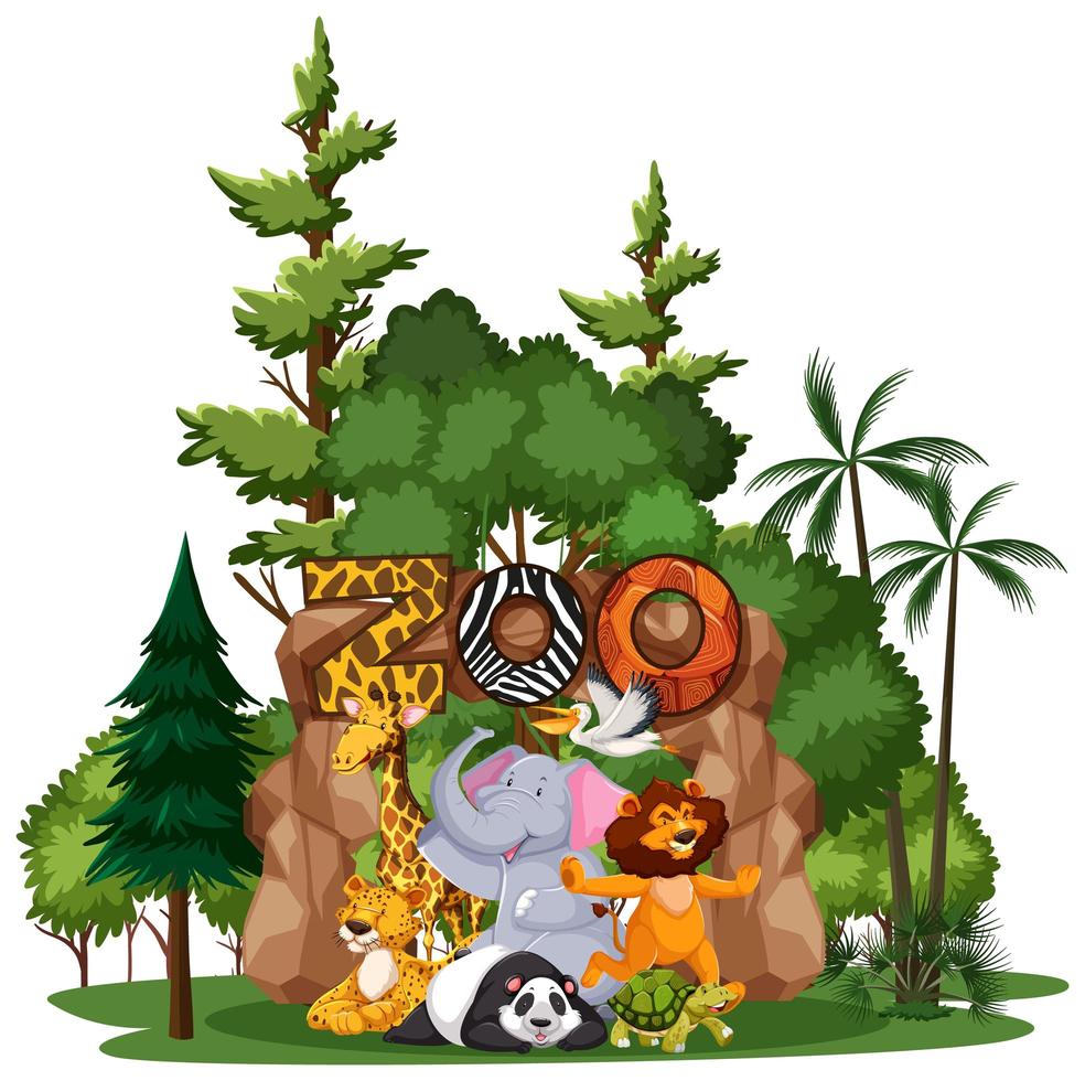 Wild animals with zoo sign vector
