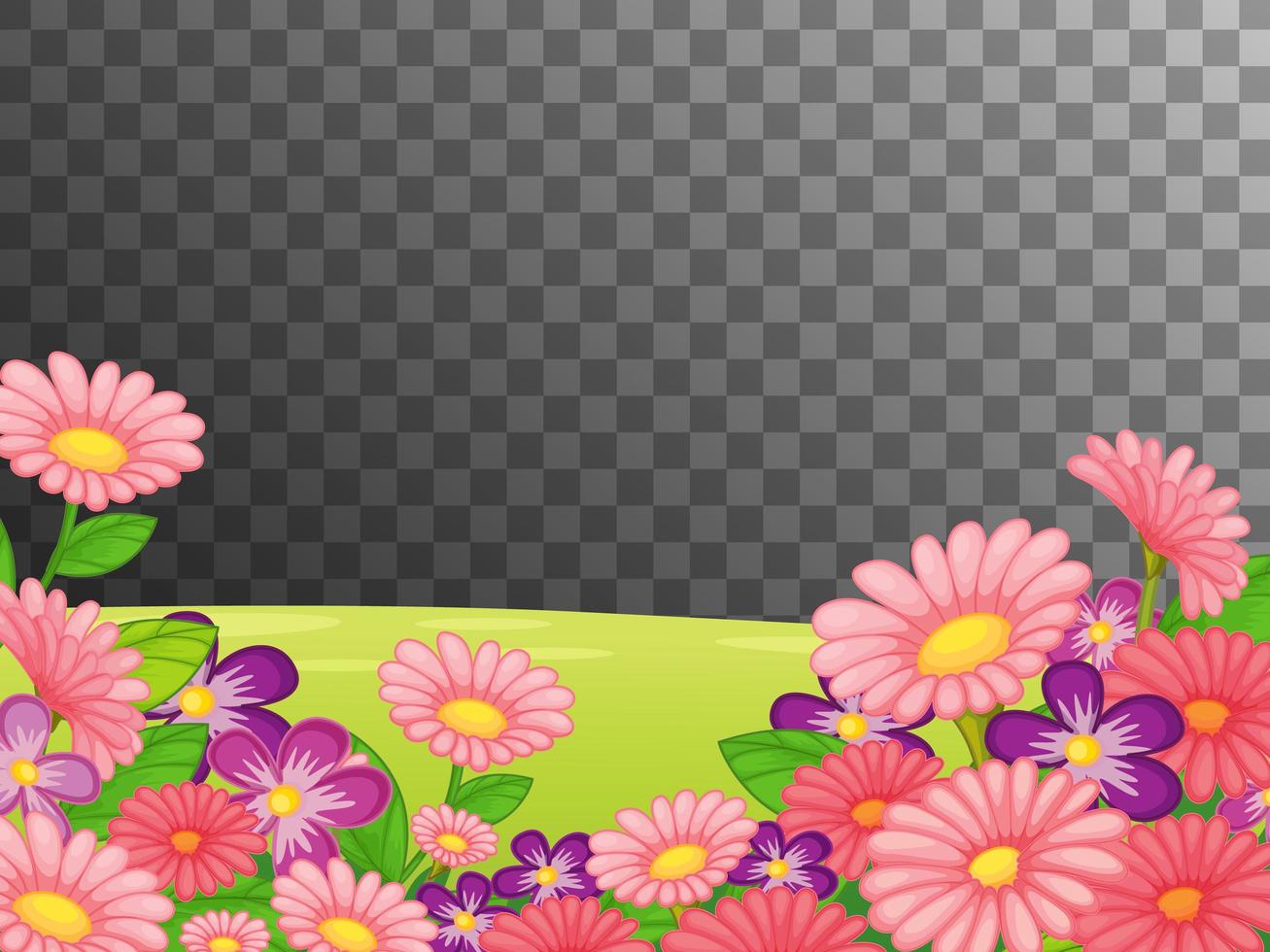 Pink flower field on transparent background vector