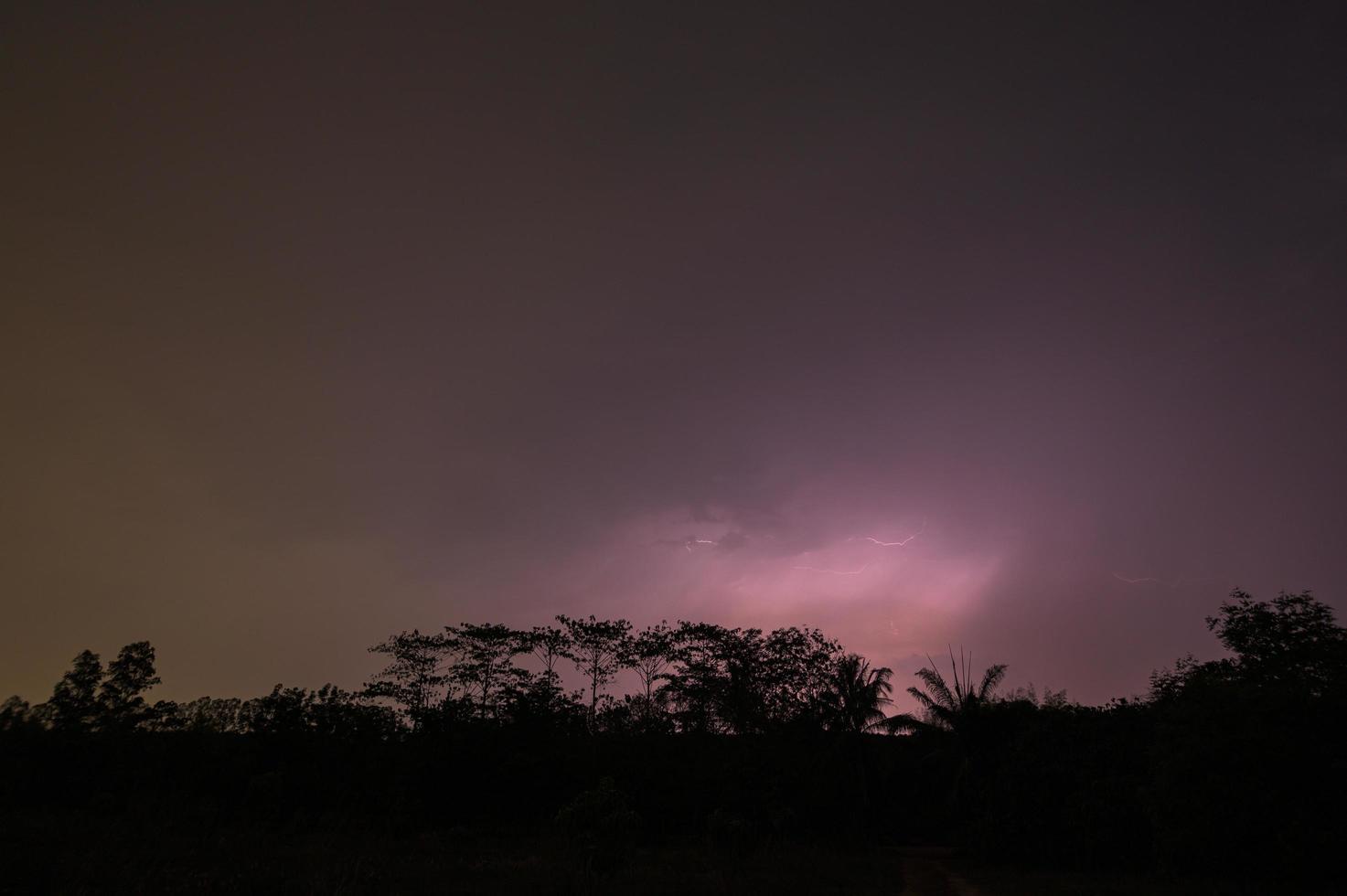 Lightning in the sky at night photo