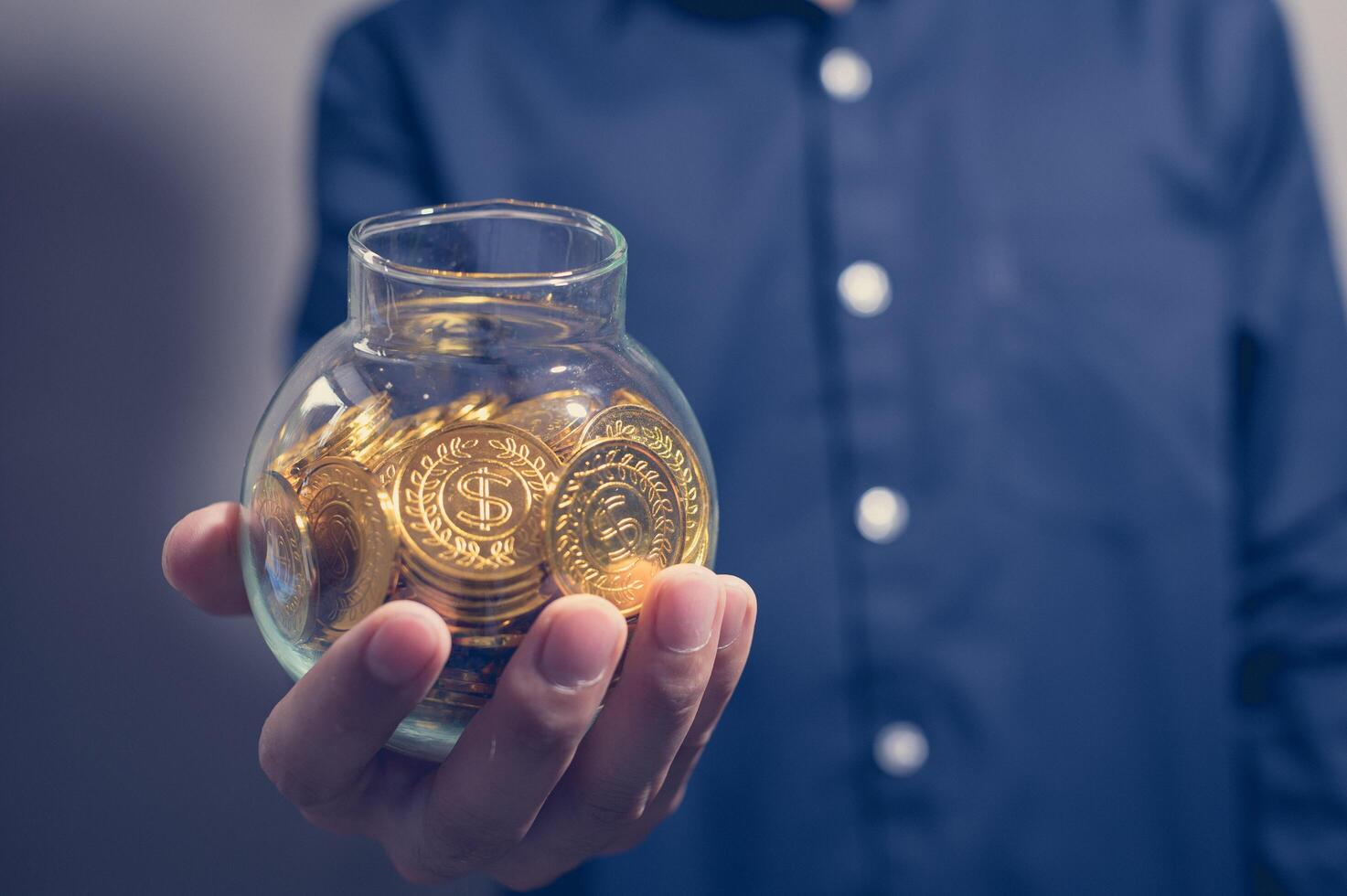 Businessmen holding money photo