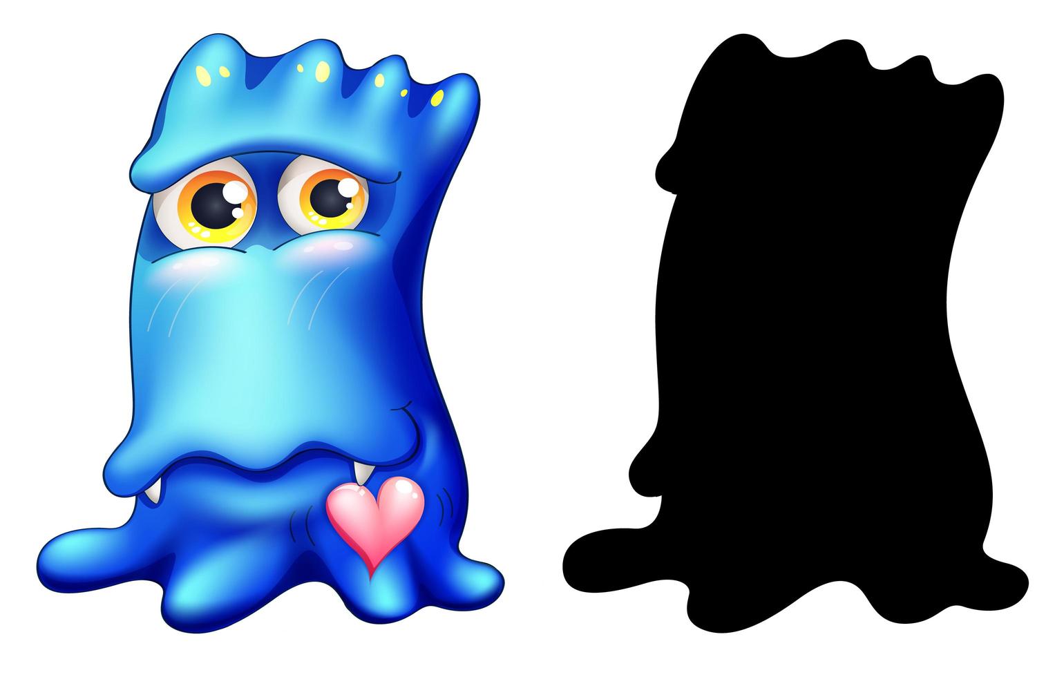 Monster with its silhouette on white background vector