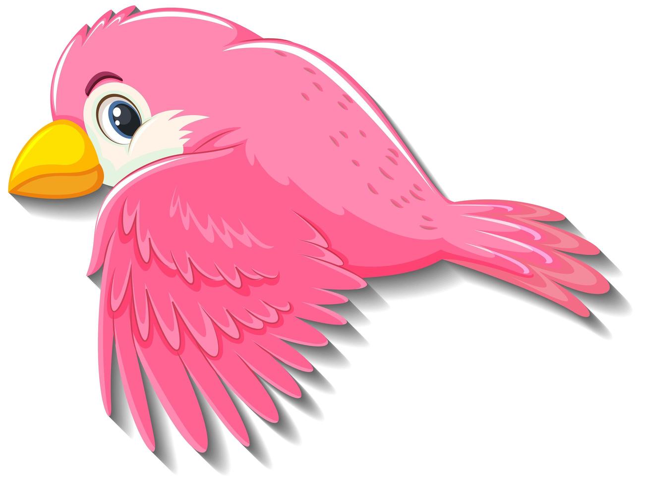 Cute pink bird cartoon character vector