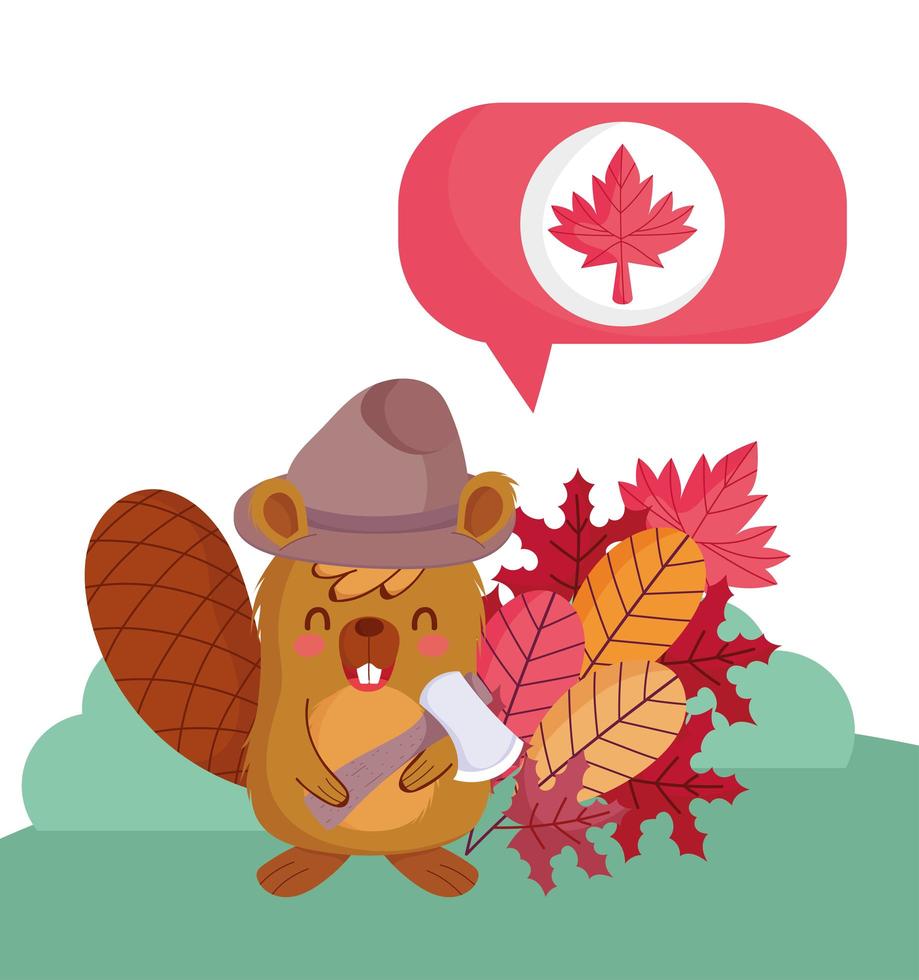 Castor canadiense para la celebración del día de Canadá vector