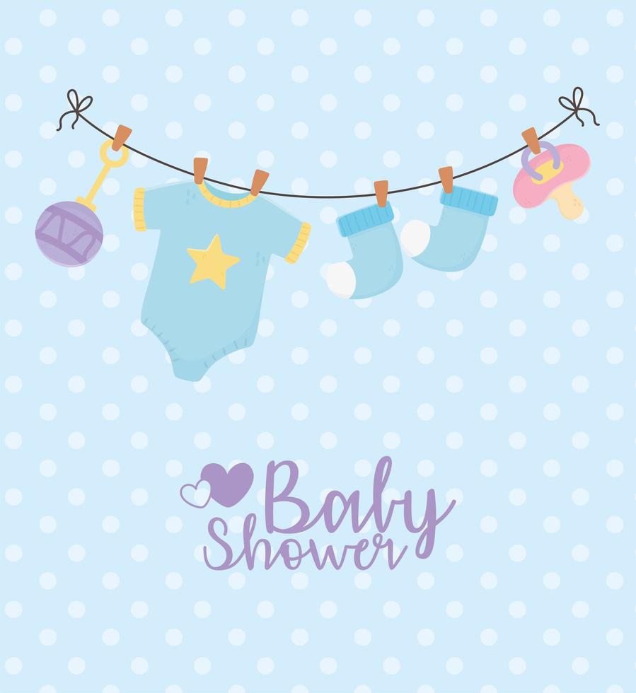 baby shower tarjeta azul vector