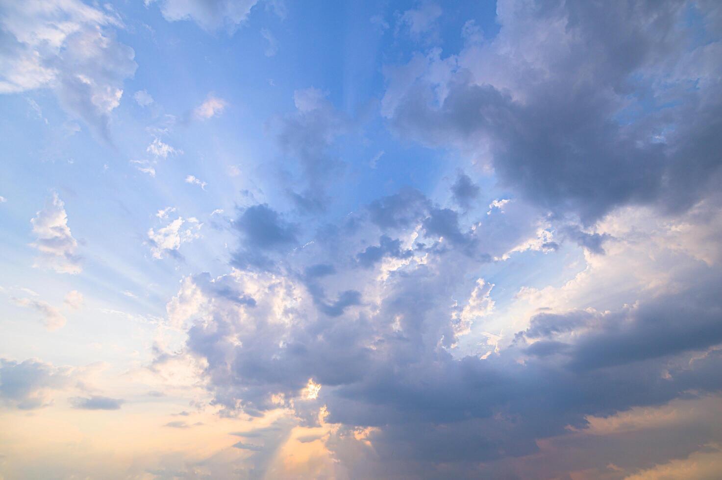 Sky and clouds in the evening light photo