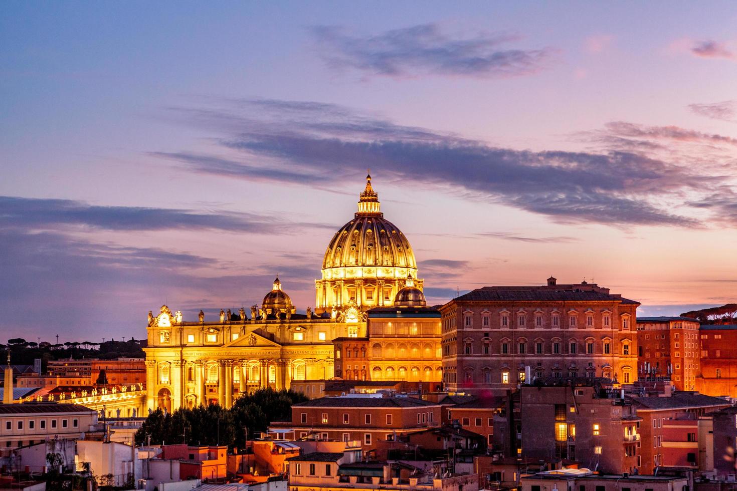 Rome, Italy, 2020 - St. Peter's Basilica at sunset photo